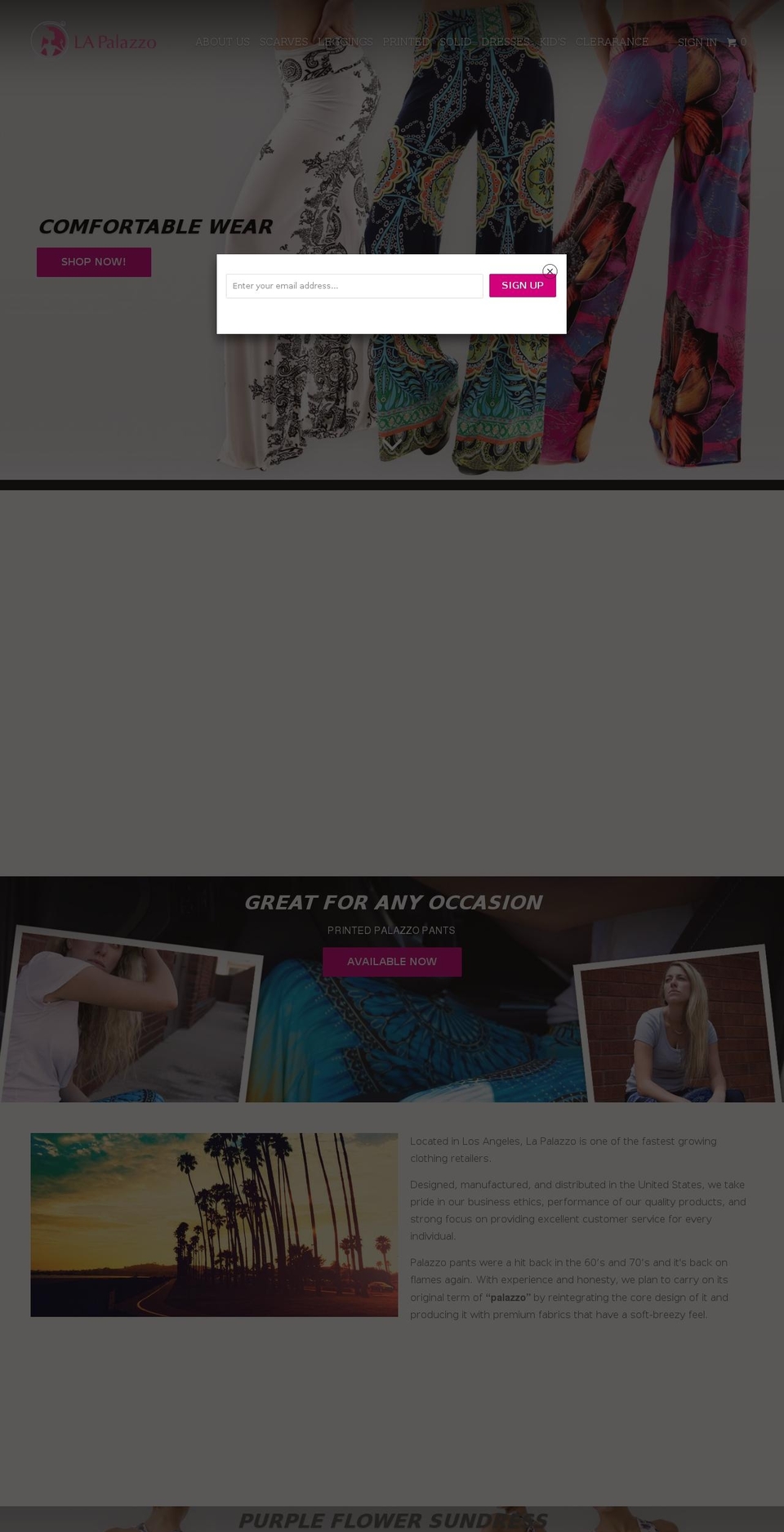 lapalazzopants.com shopify website screenshot