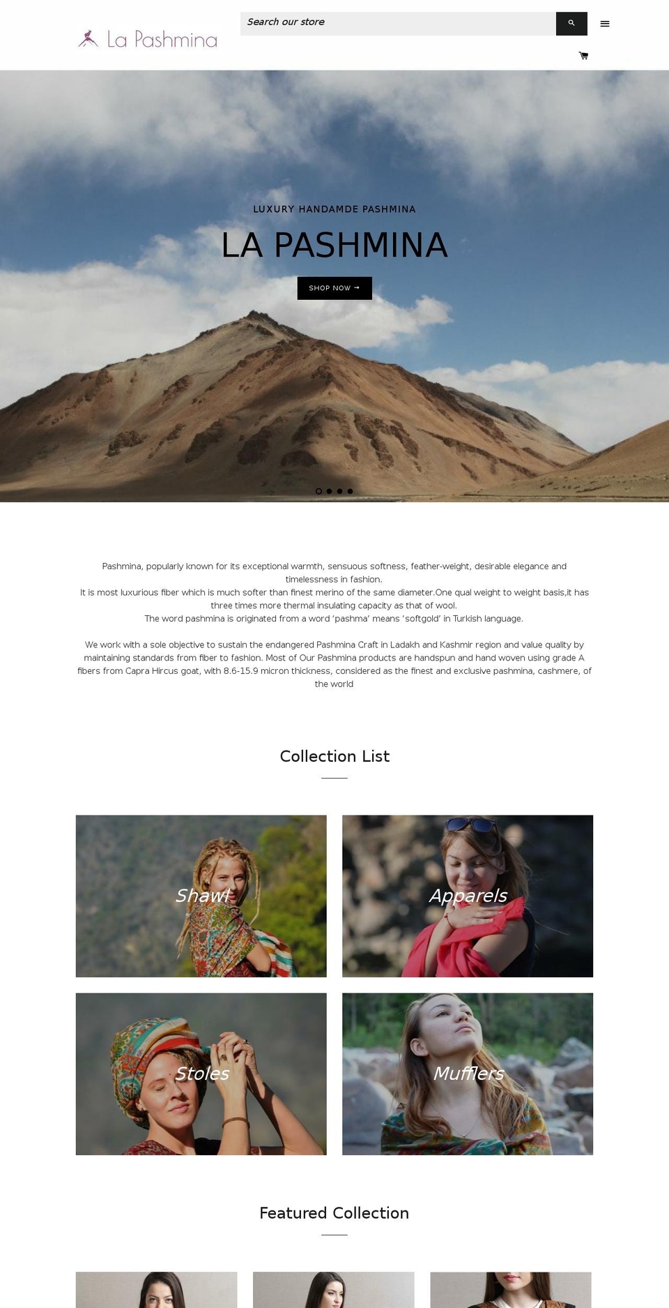 lapashmina.com shopify website screenshot