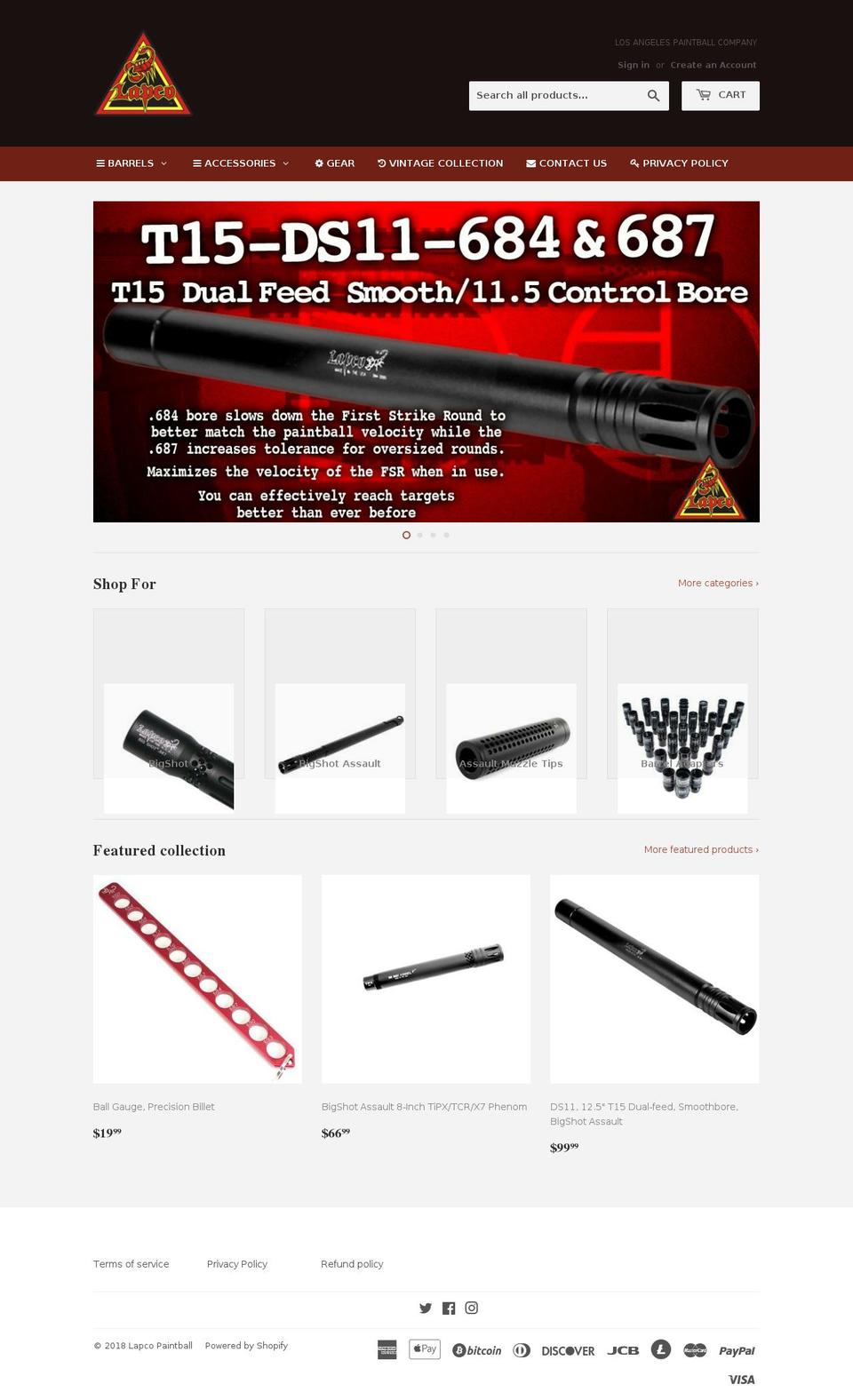 lapcopaintball.com shopify website screenshot