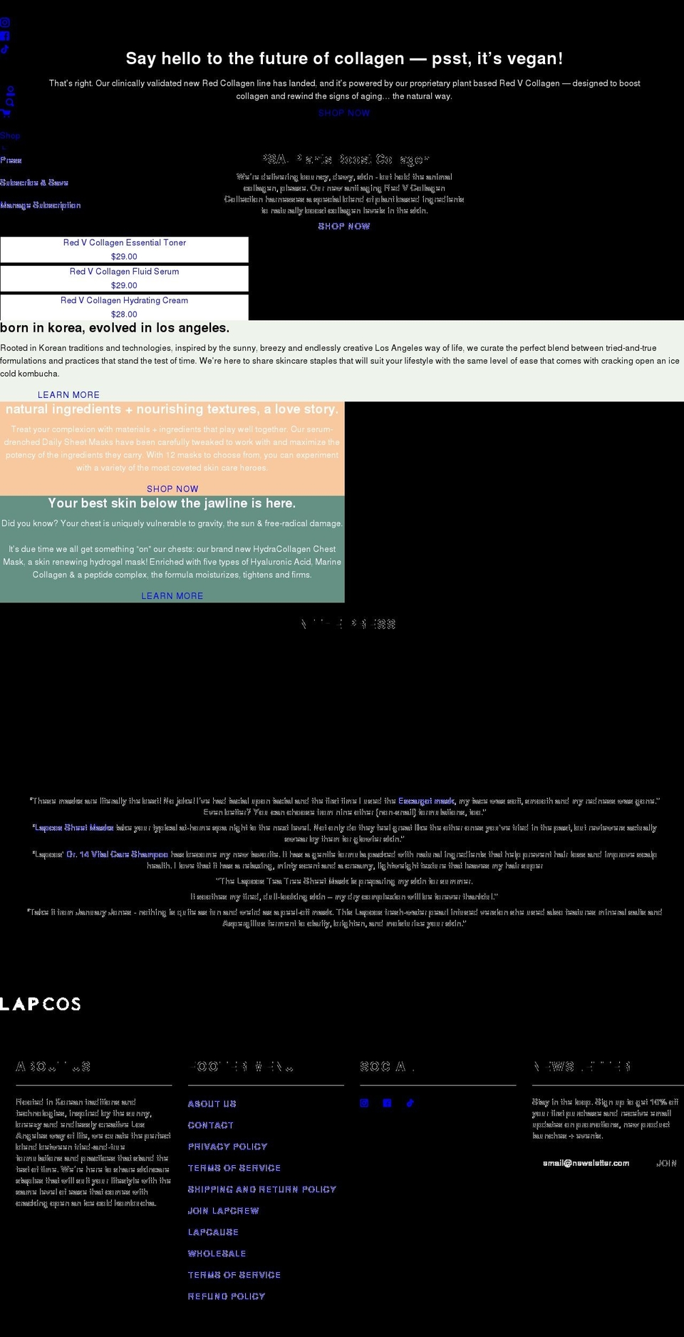 Holiday Banner Shopify theme site example lapcosusa.com