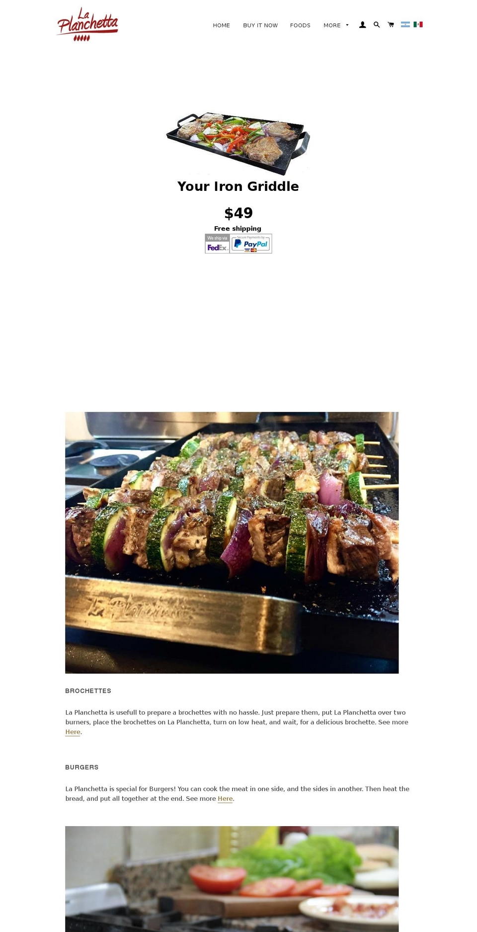 laplanchettagriddle.com — Shopify storefront screenshot