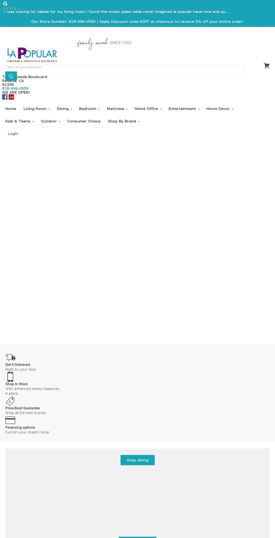 lapopularfurniture.com shopify website screenshot