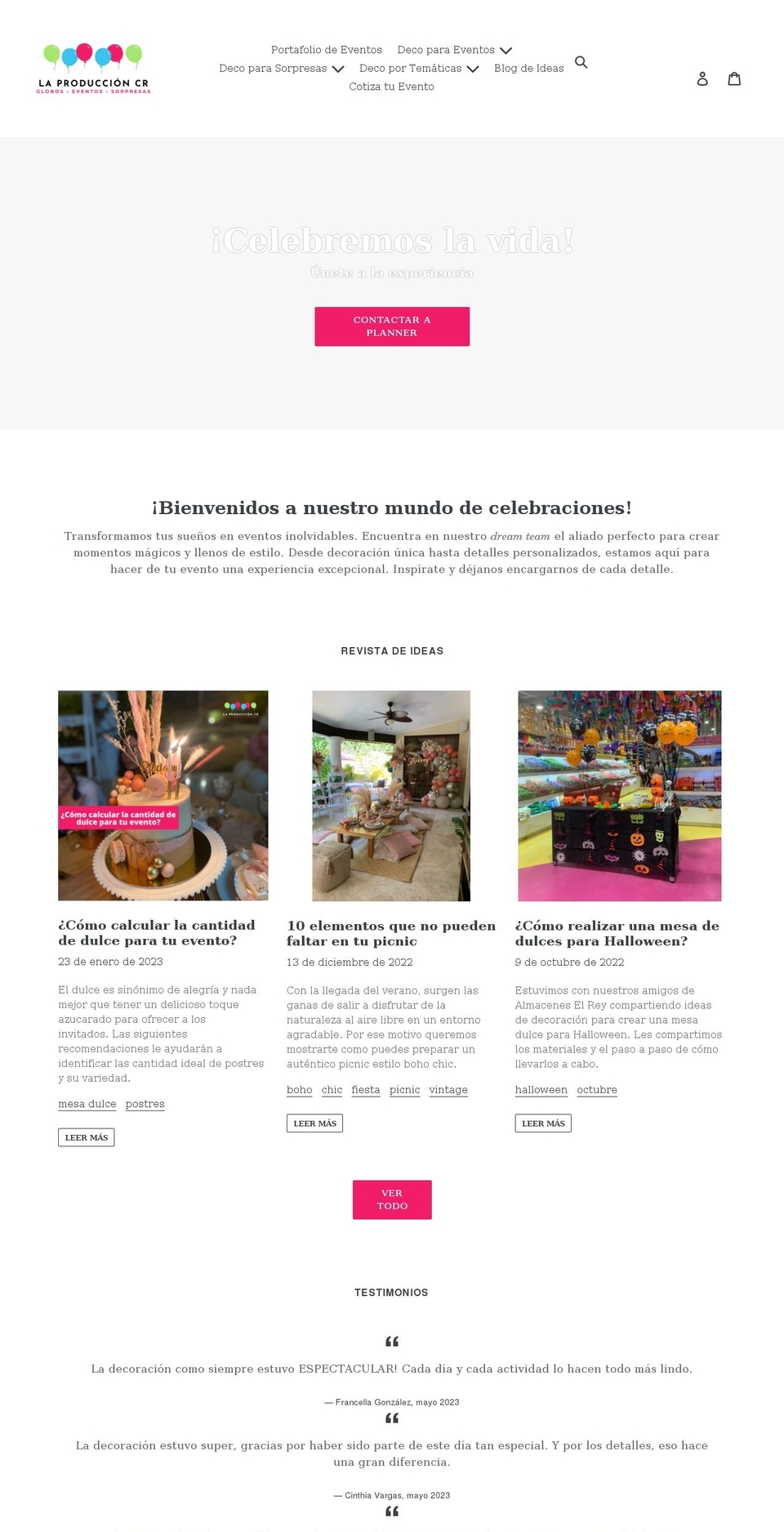 laproduccioncr.com shopify website screenshot