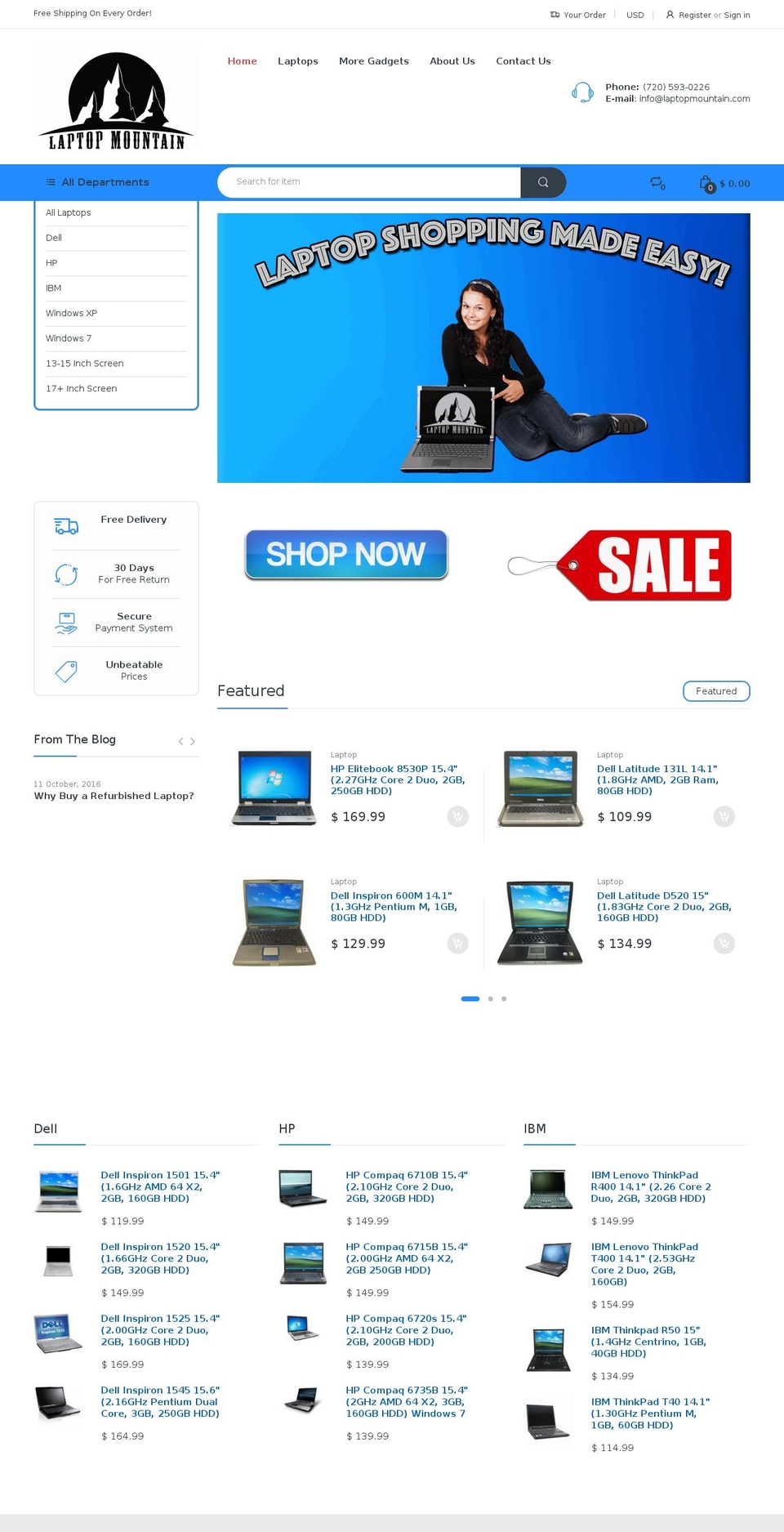 laptopmountain.com shopify website screenshot