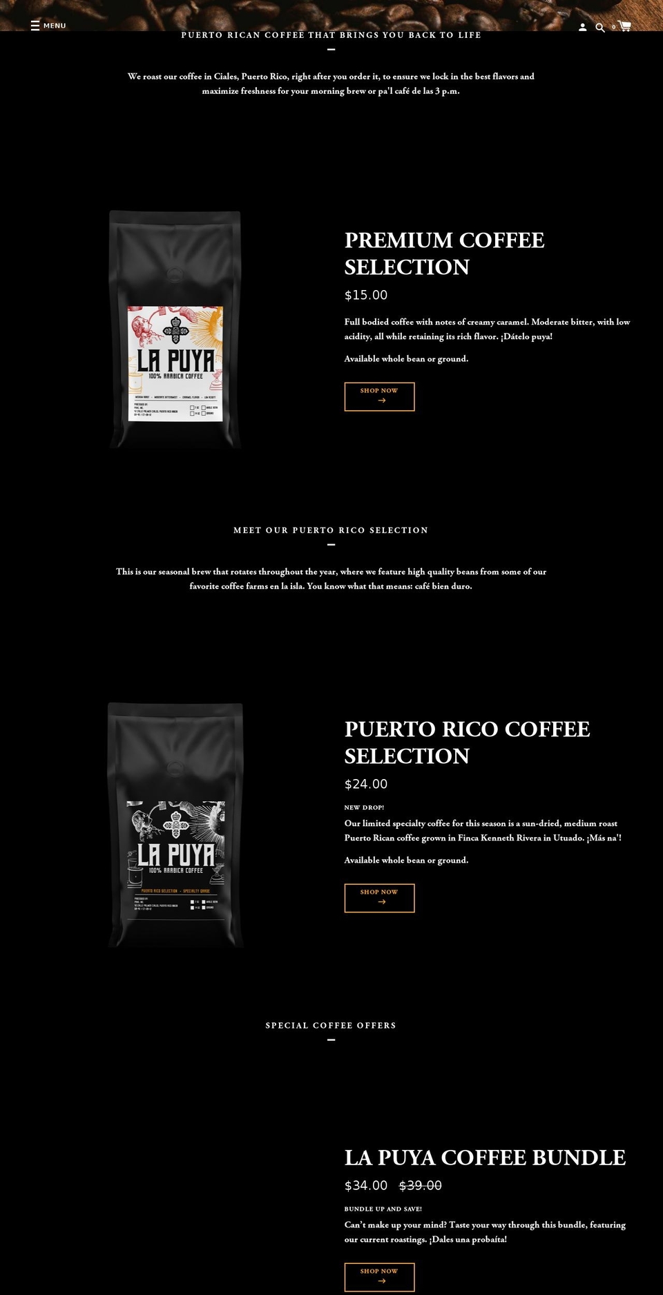 lapuyacafe.com shopify website screenshot