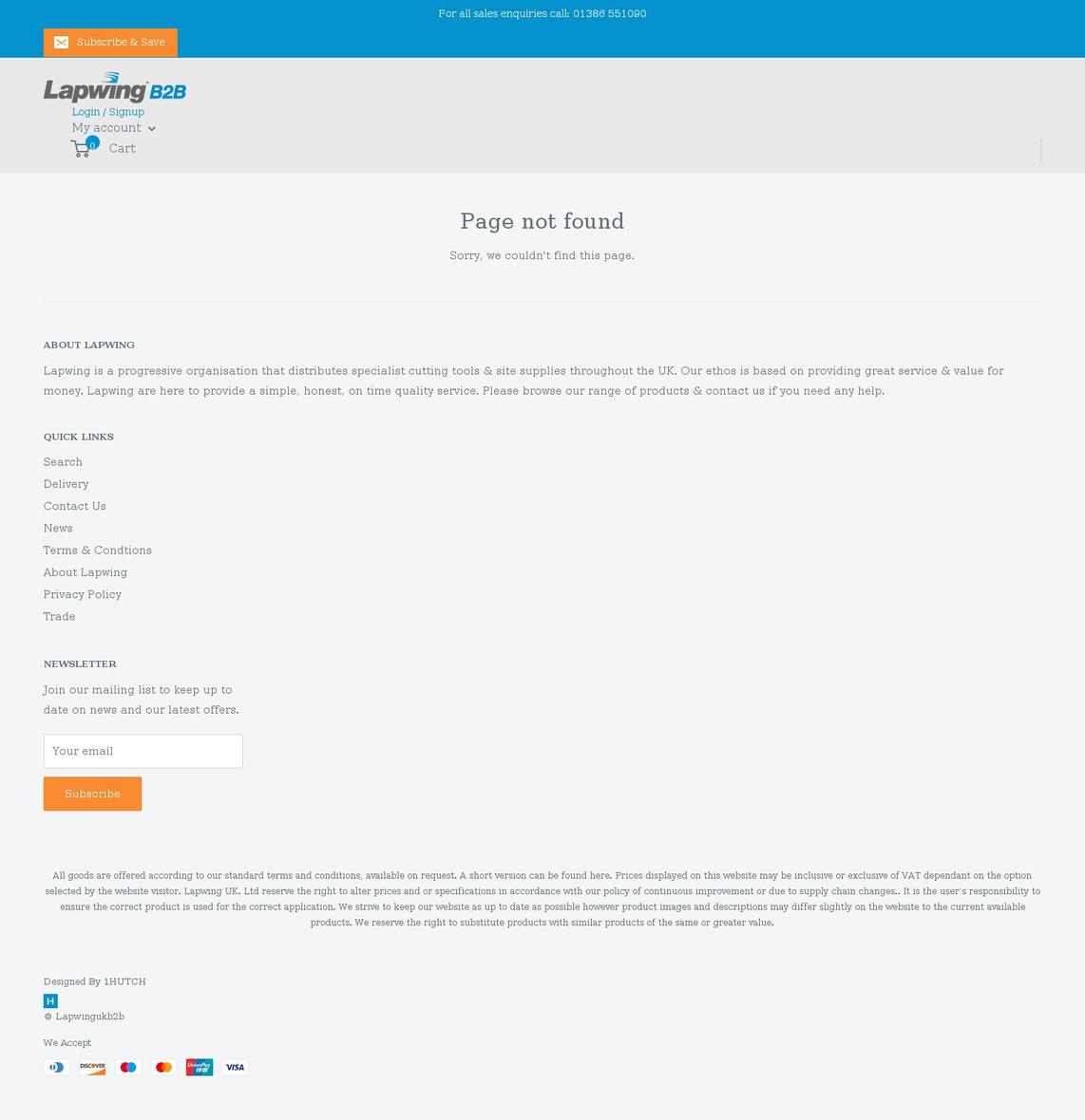 lapwingb2b.co.uk shopify website screenshot