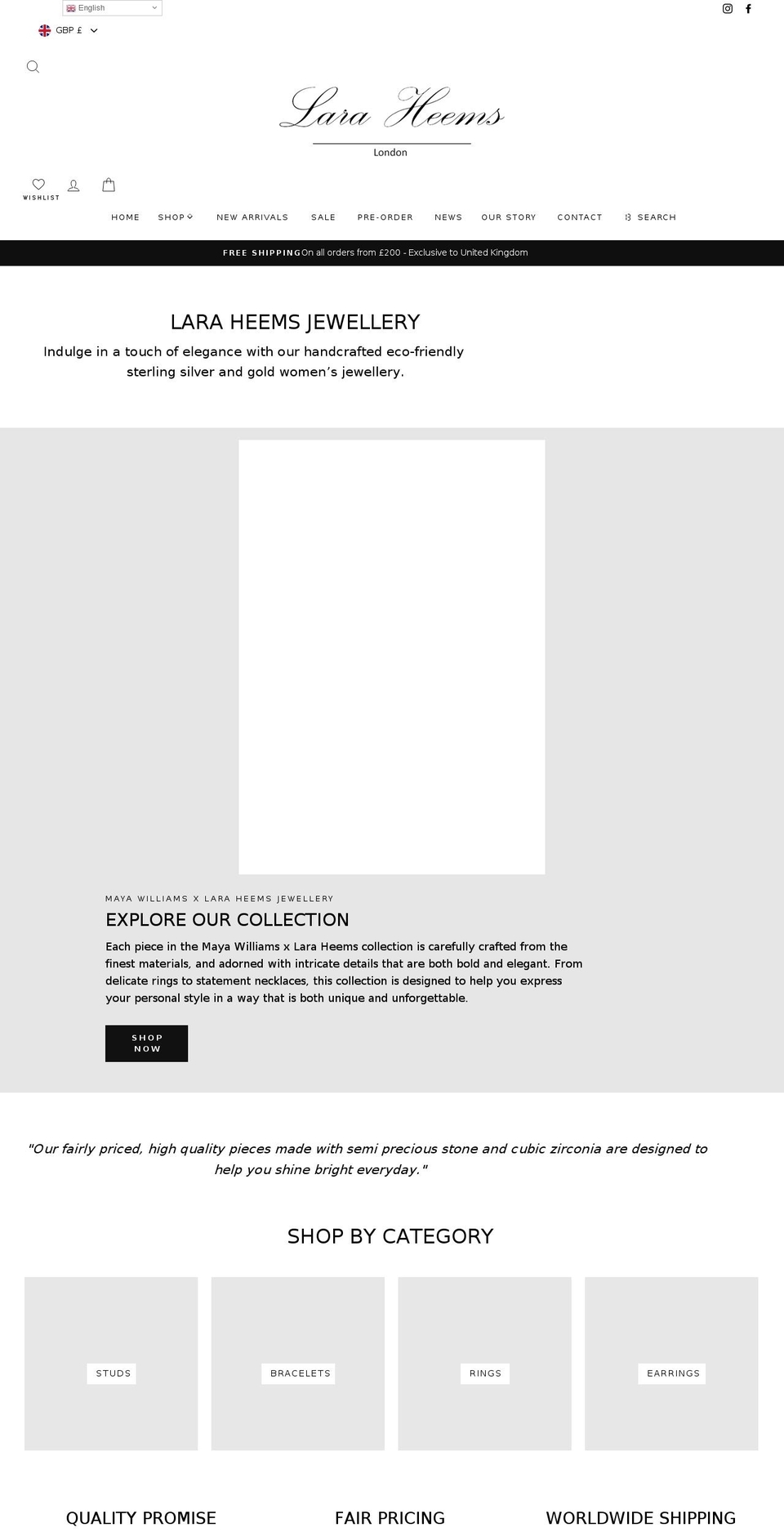 laraheems.com shopify website screenshot