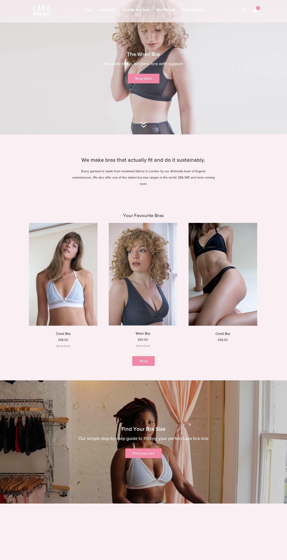 laraintimates.com shopify website screenshot