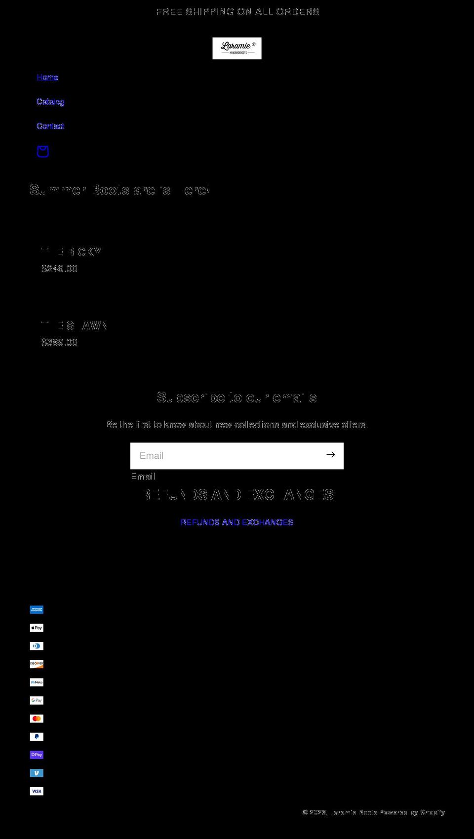 laramieboots.com shopify website screenshot