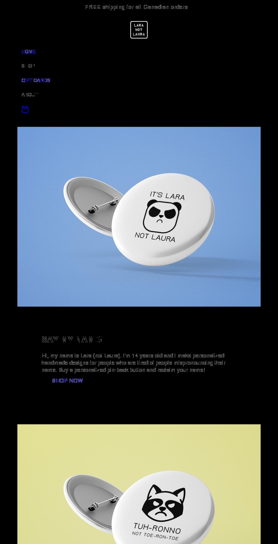 laranotlaura.ca shopify website screenshot