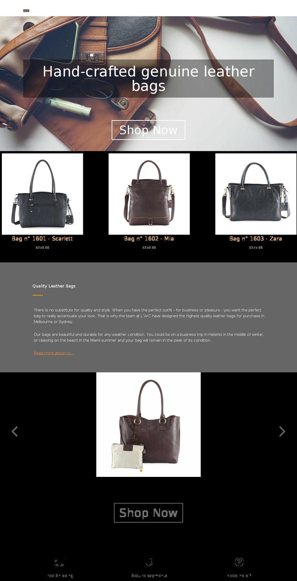 Jumpstart Shopify theme site example larcbags.com