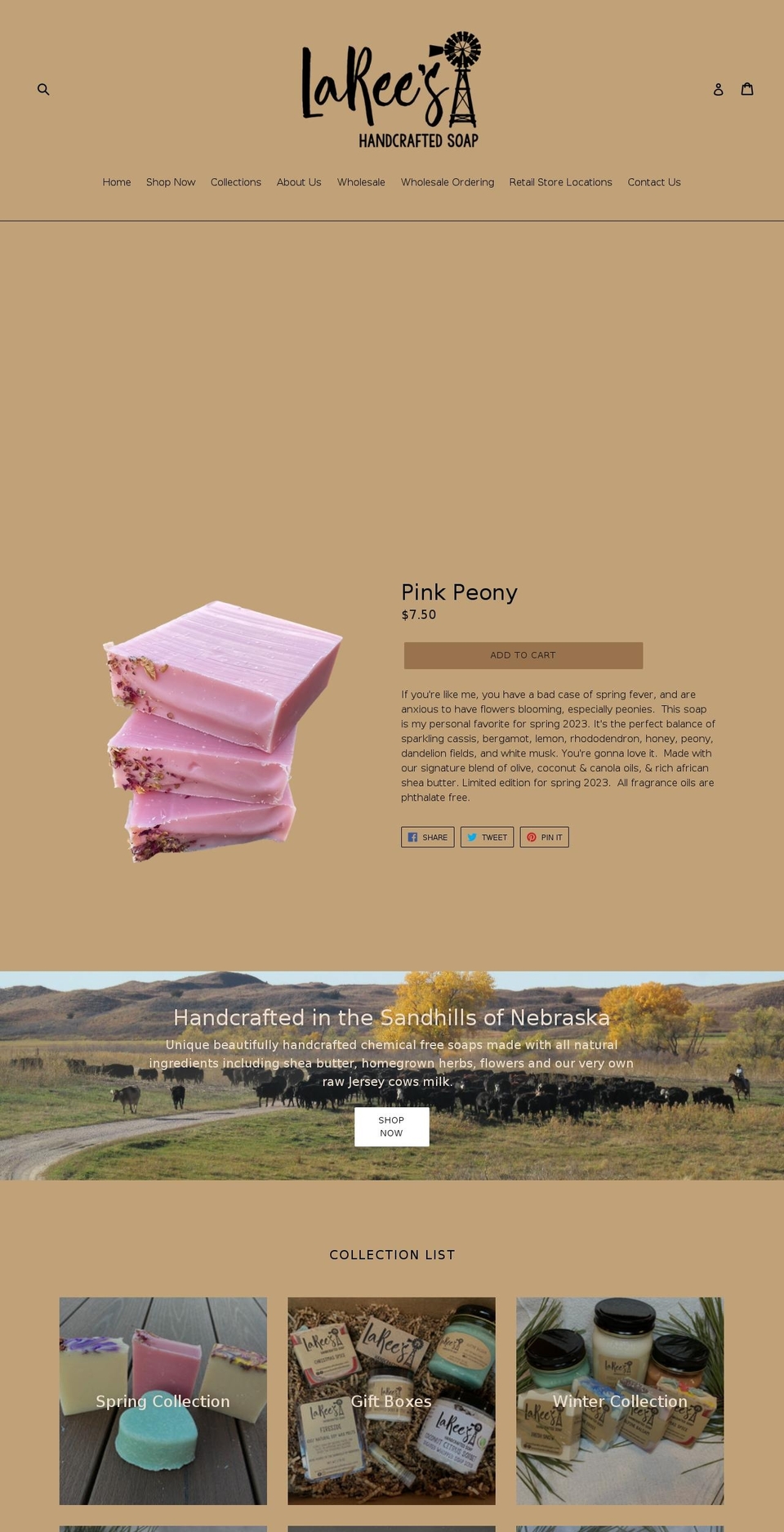 lareeshandcraftedsoaps.com shopify website screenshot