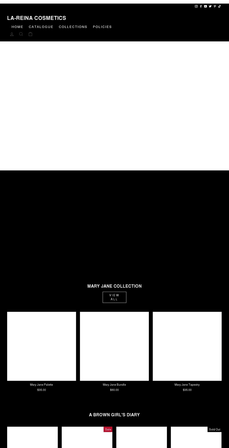 lareinacosmetics.net shopify website screenshot