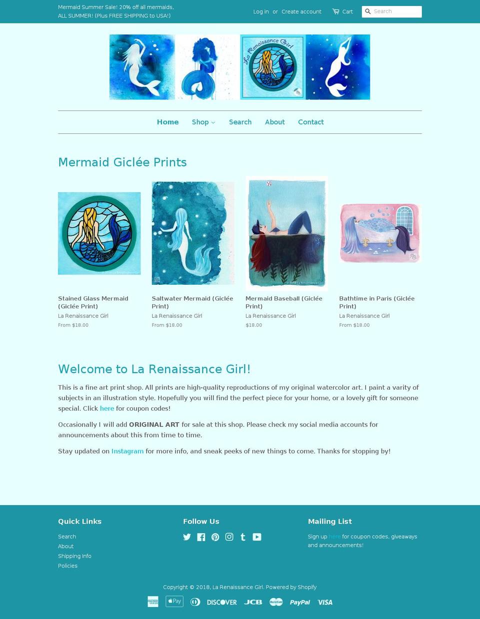 larenaissancegirl.com — Shopify storefront screenshot