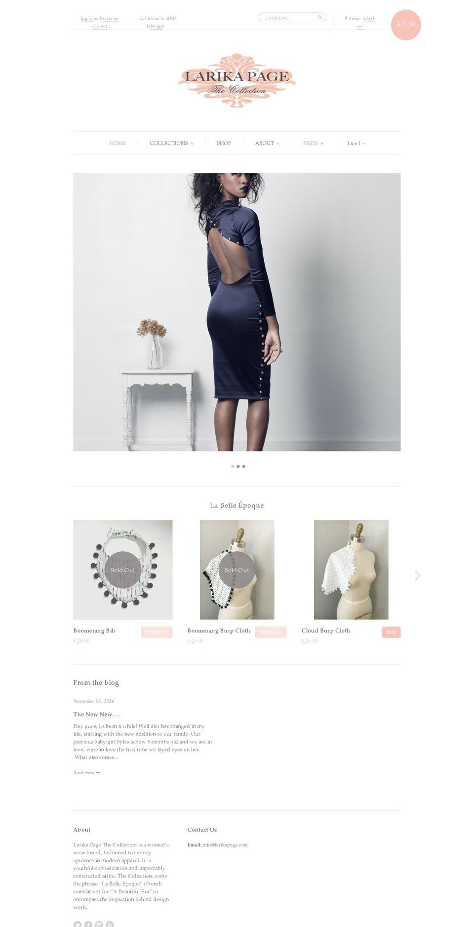 larikapage.com shopify website screenshot