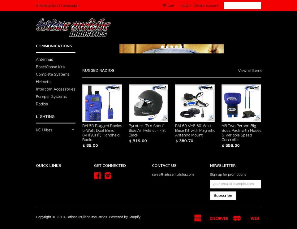 larissamulisha.com — Shopify storefront screenshot