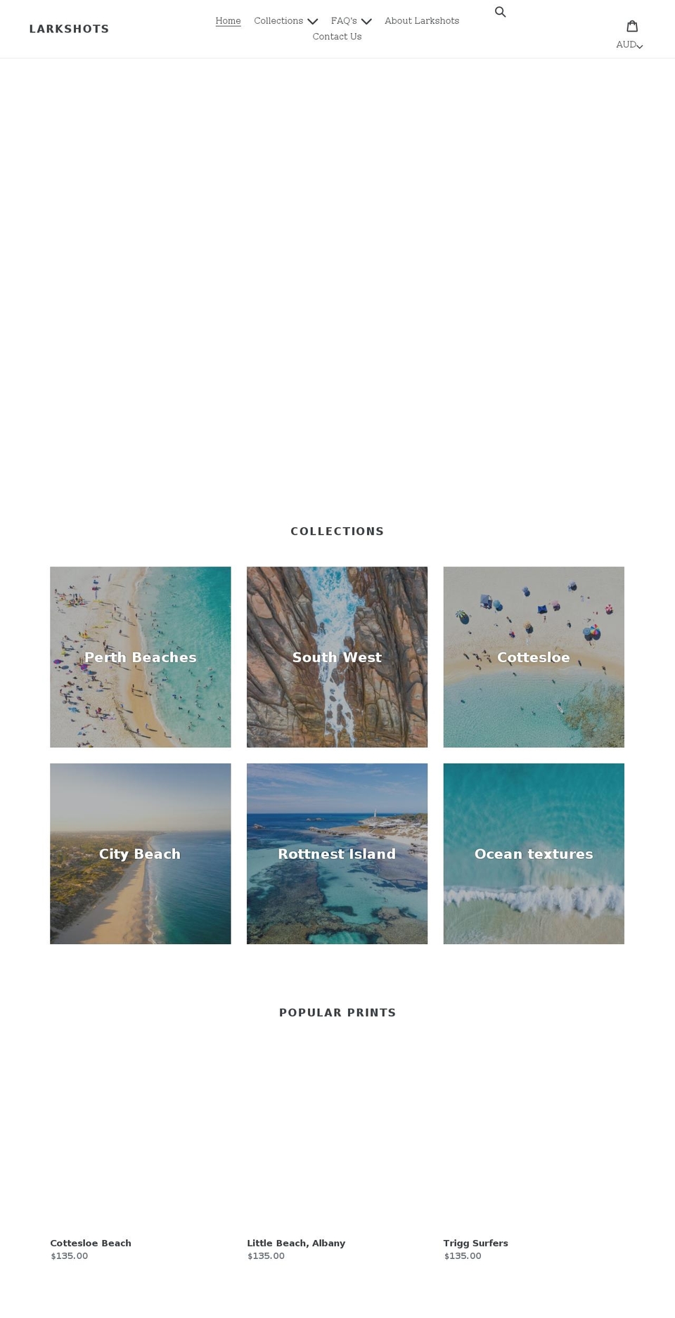 larkshots.com shopify website screenshot