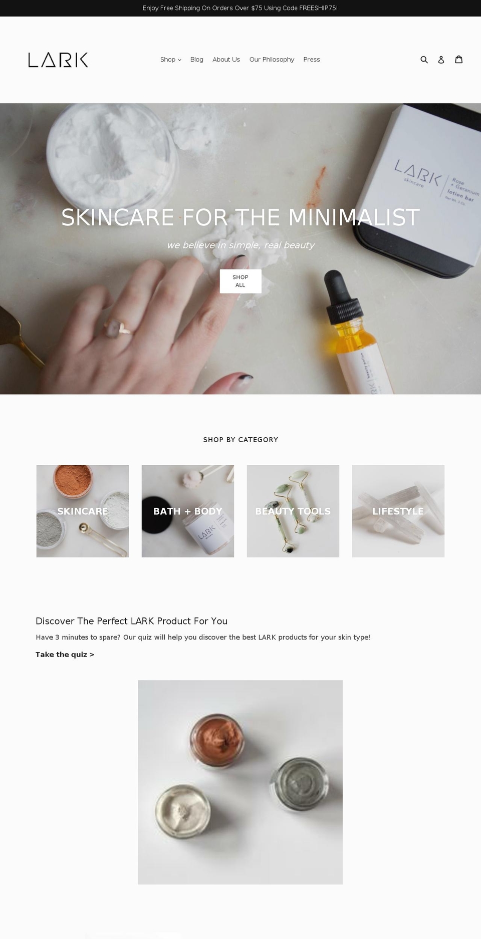 larkskinco.com shopify website screenshot