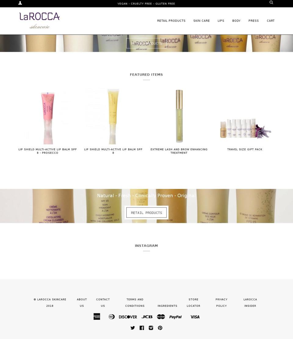 laroccabeauty.com — Shopify storefront screenshot