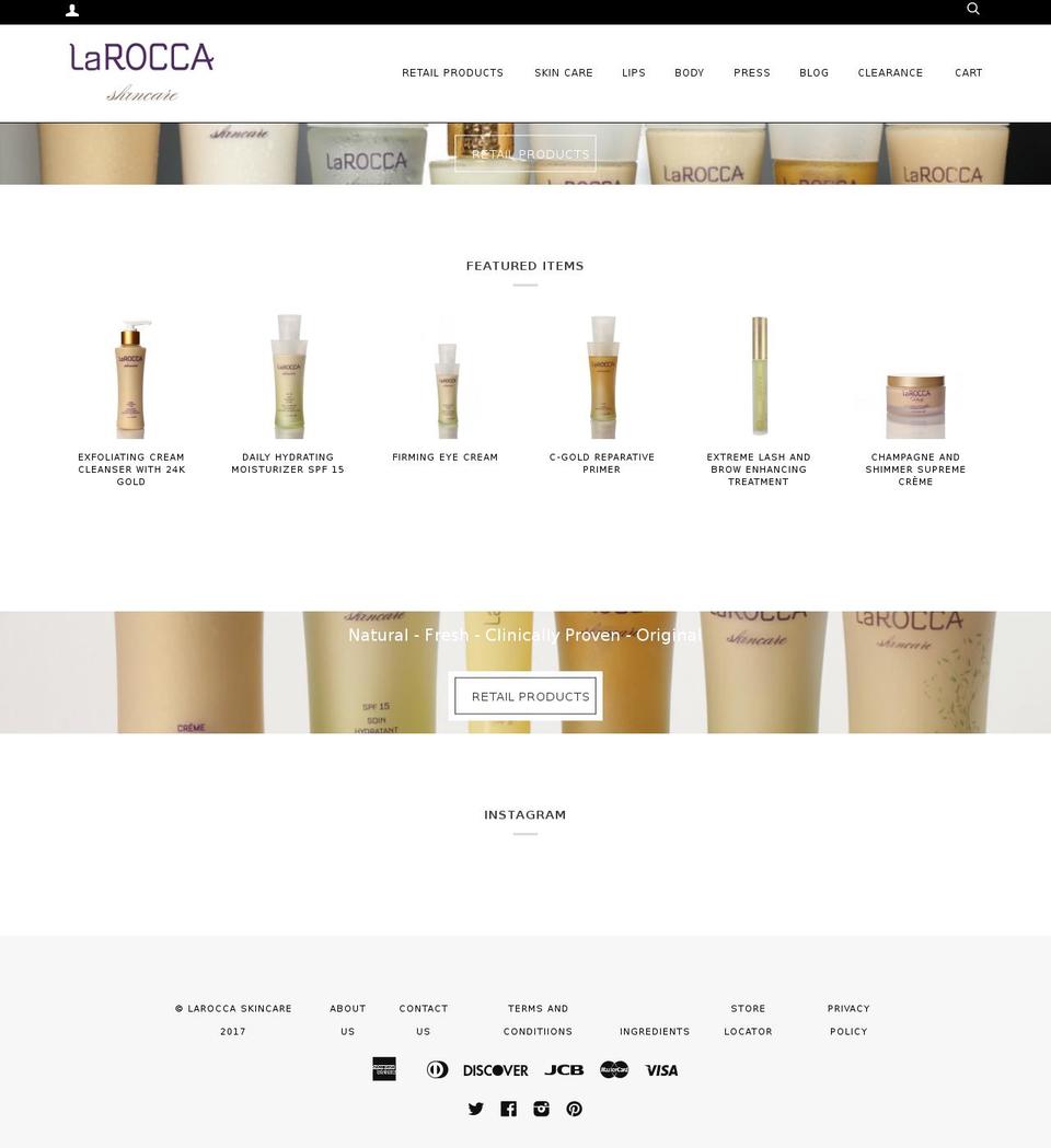 laroccaskincare.com shopify website screenshot