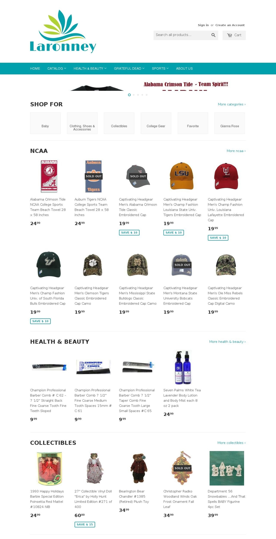 laronney.com shopify website screenshot