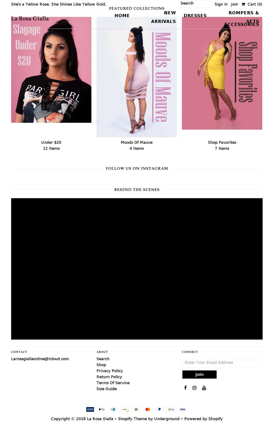 larosagiallaonline.com — Shopify storefront screenshot