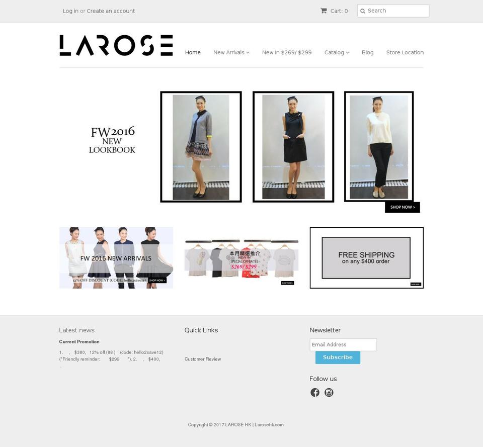 larosehk.com shopify website screenshot