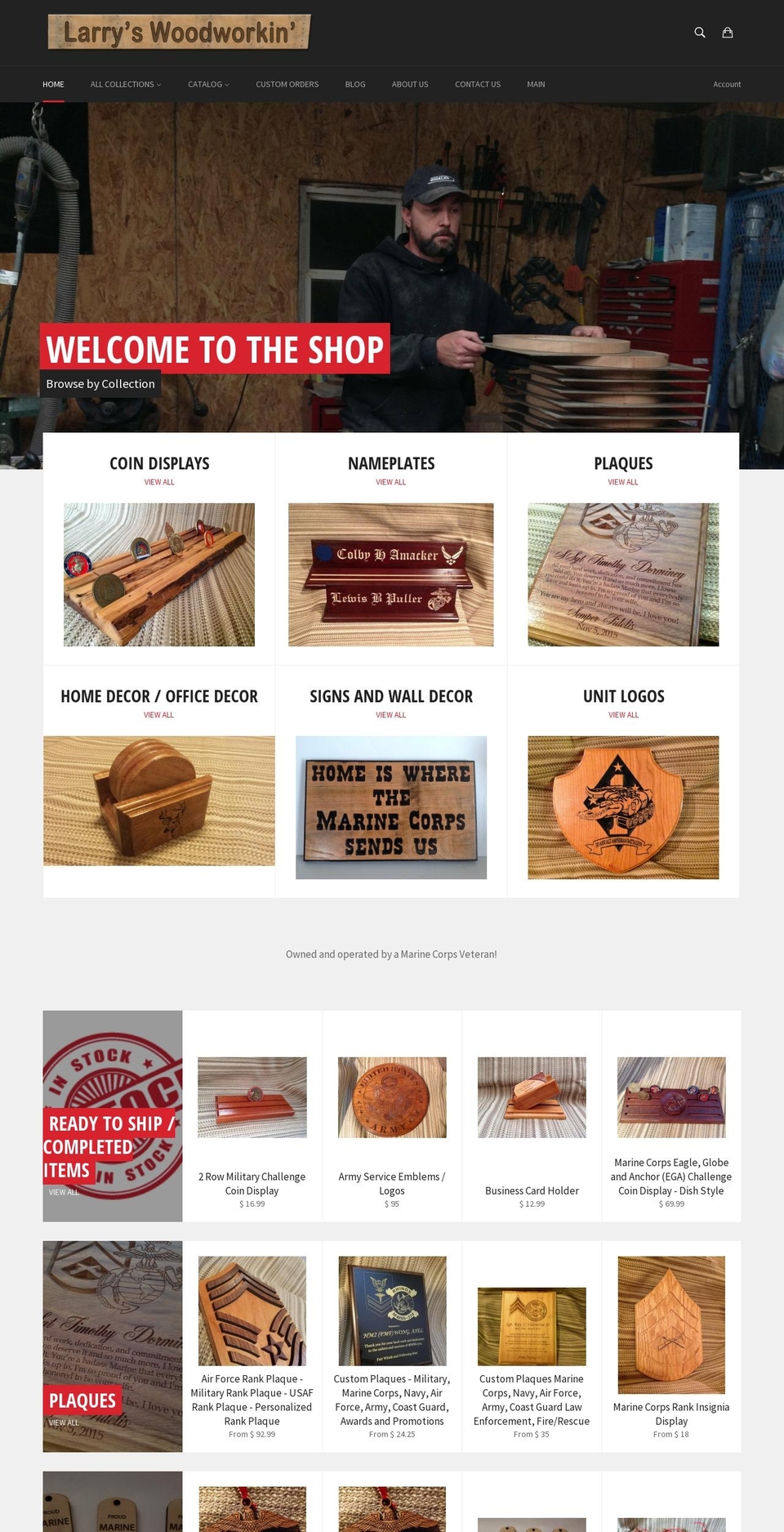 larryswoodworkin.com shopify website screenshot