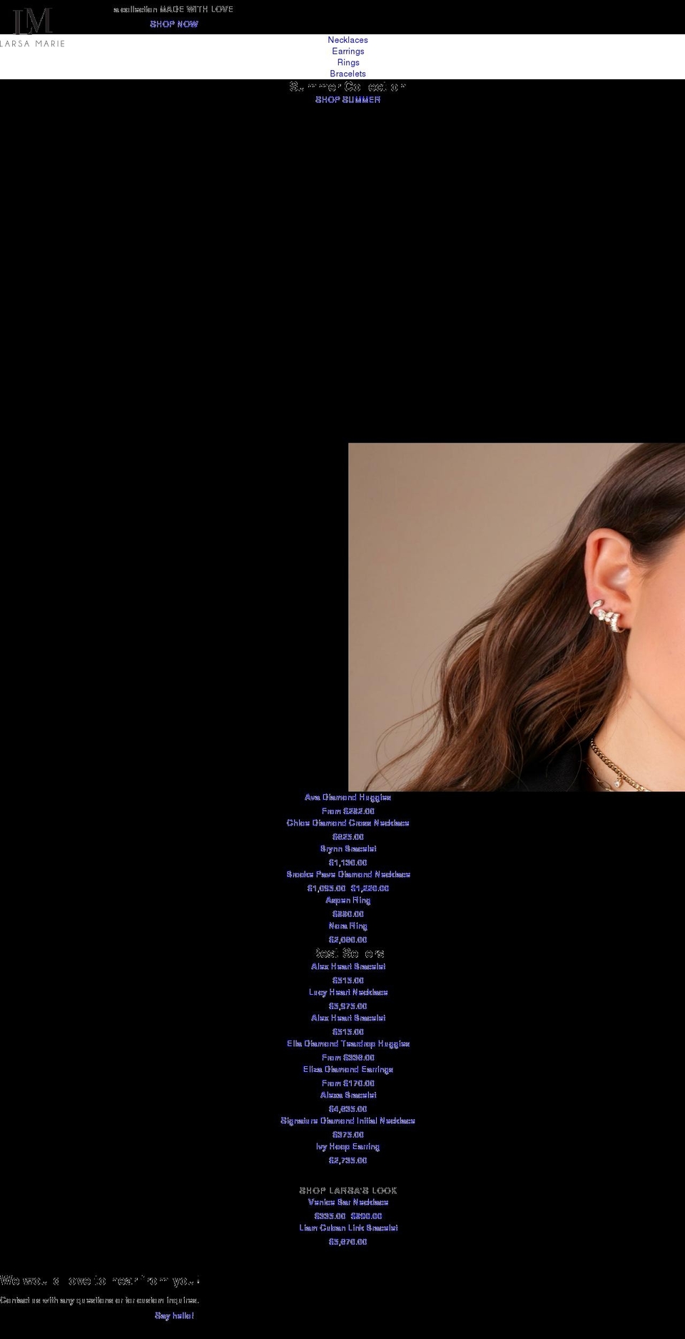larsamarie.com shopify website screenshot
