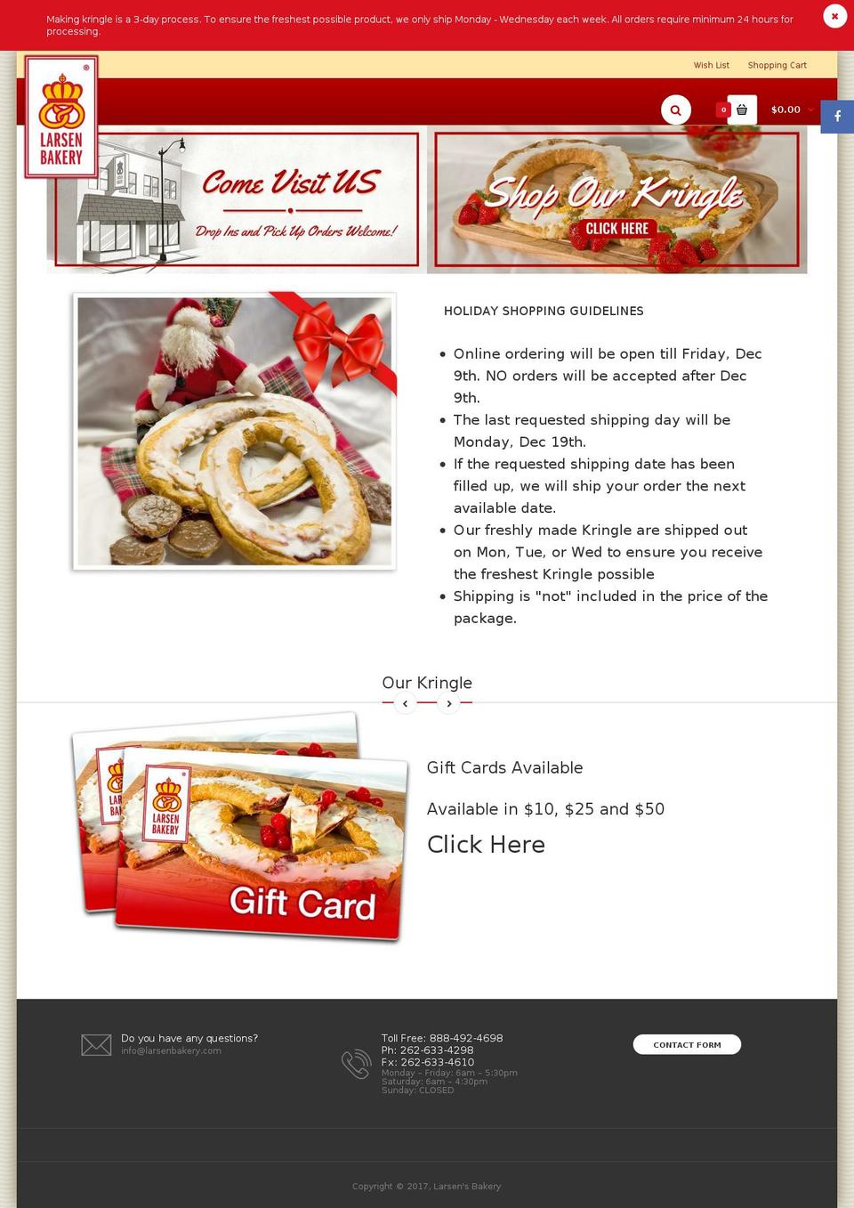 Larsen Bakery Shopify theme site example larsenkringle.com