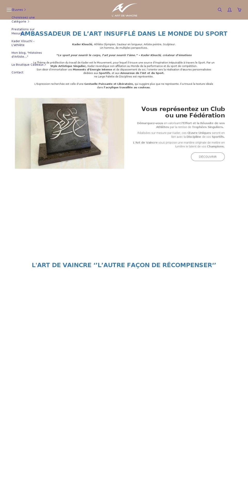 lartdevaincre.com shopify website screenshot