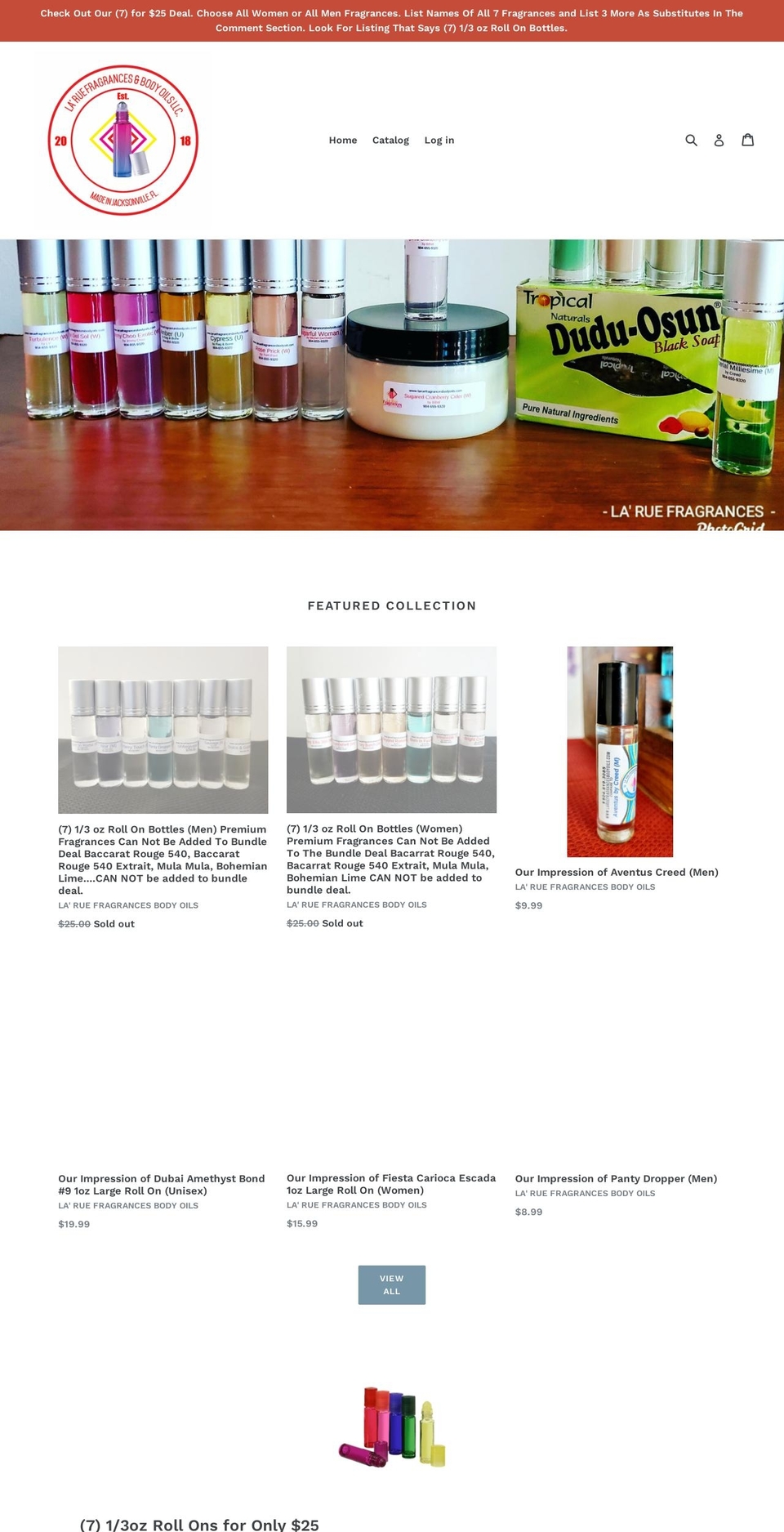 laruefragrancesbodyoils.com shopify website screenshot