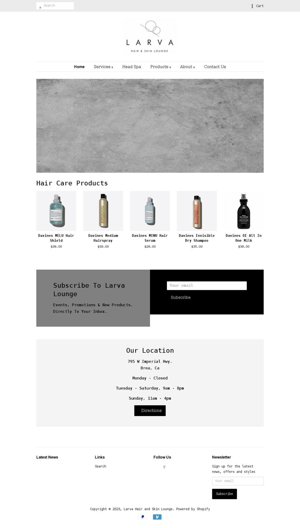 larvalounge.com shopify website screenshot