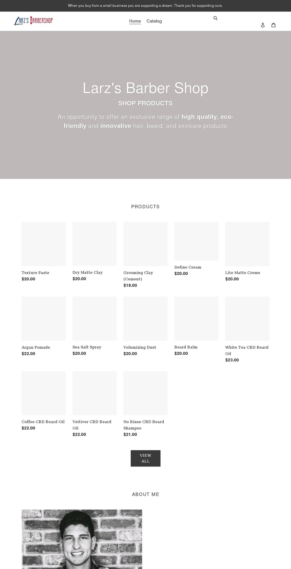 larzsbarbershop.com shopify website screenshot