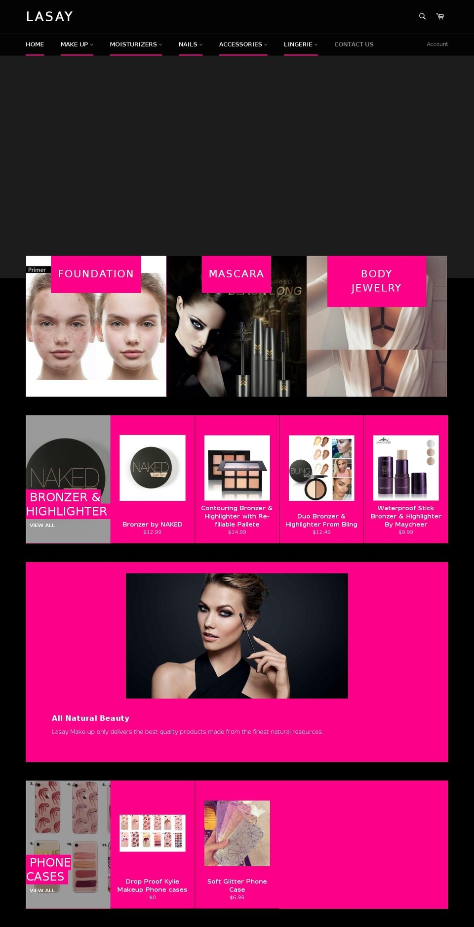 lasaymakeup.com — Shopify storefront screenshot