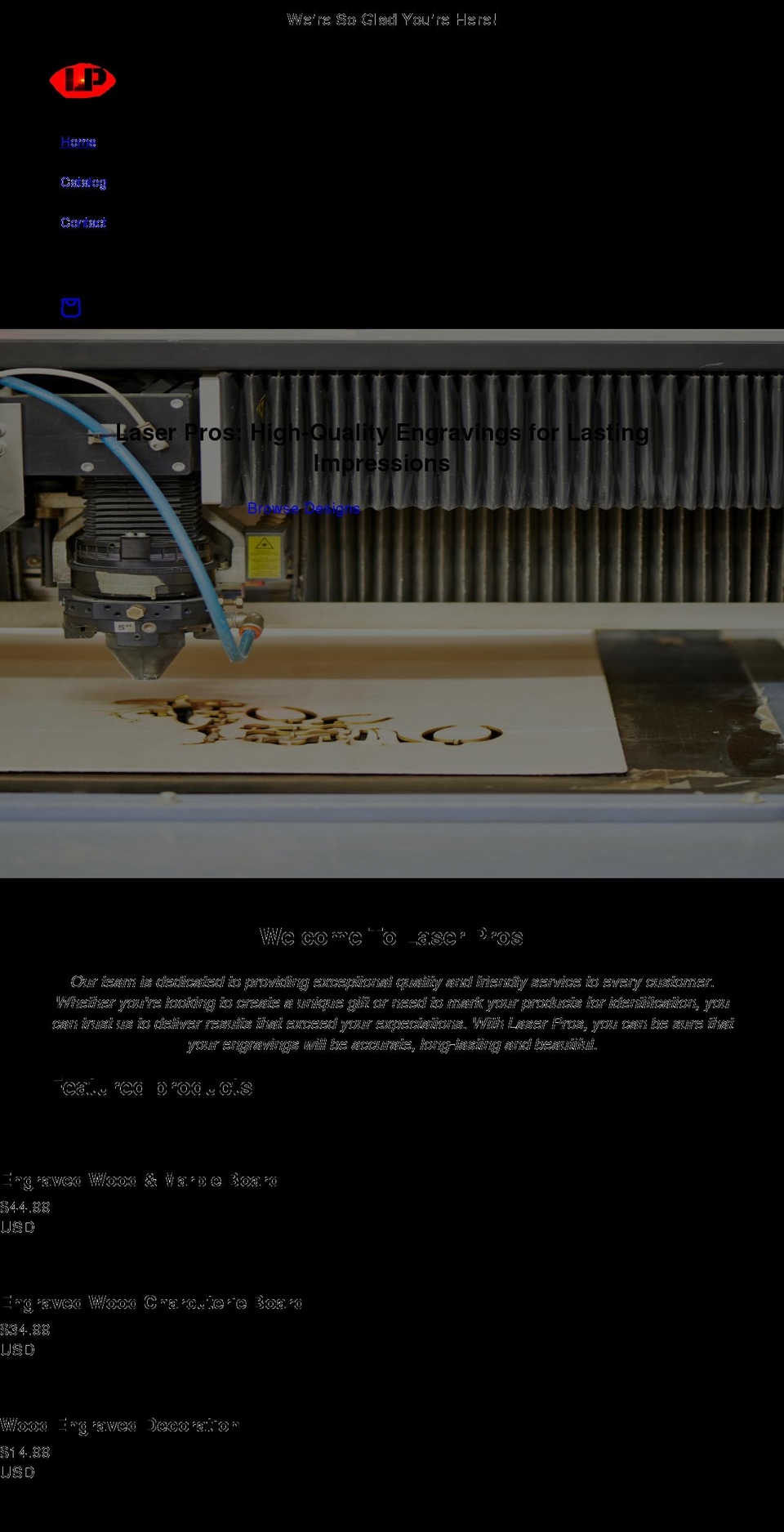 laser-pros.com shopify website screenshot
