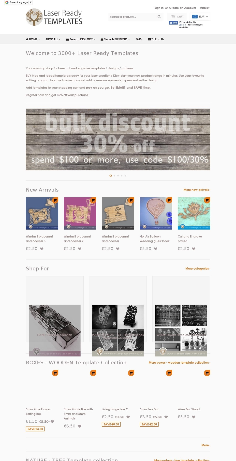 laser-templates.com shopify website screenshot