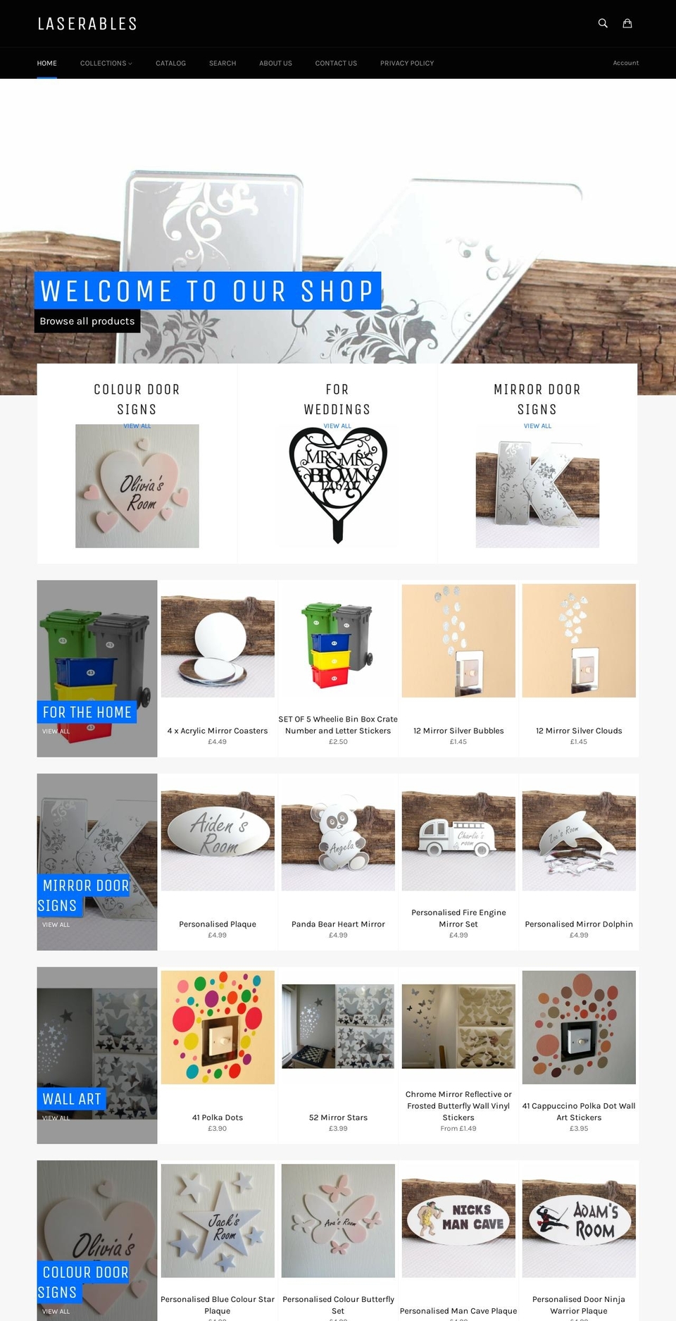 laserables.co.uk shopify website screenshot