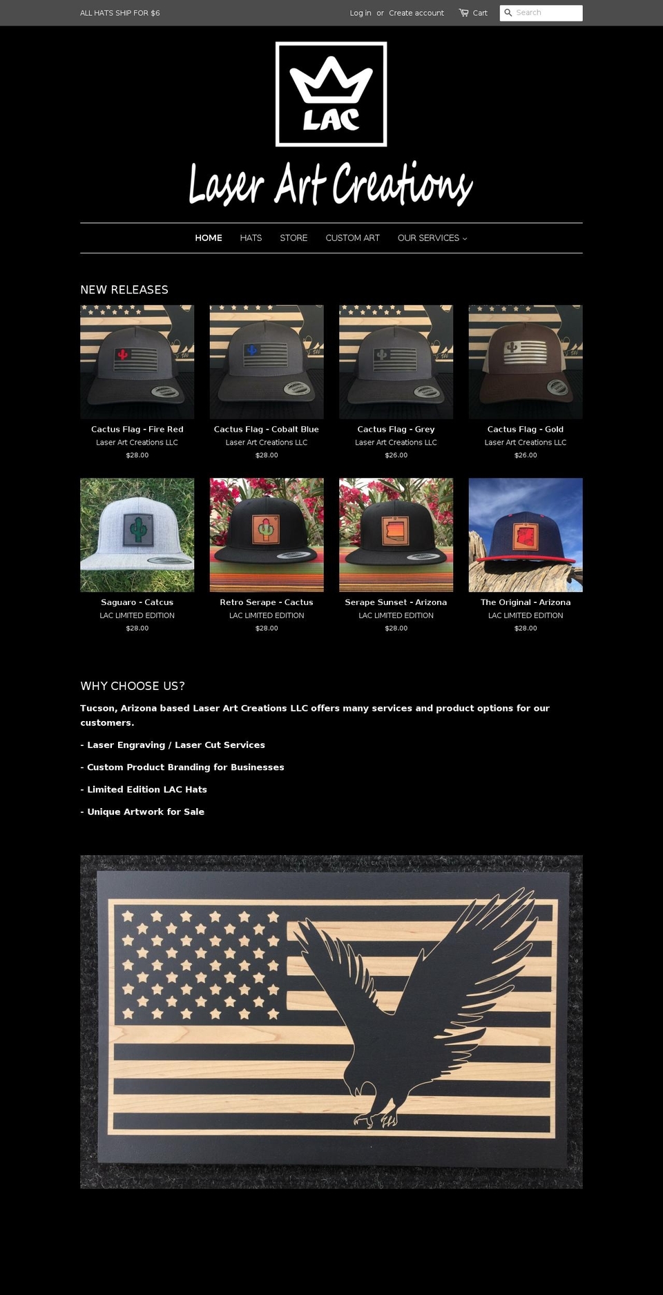 laserartcreations.com — Shopify storefront screenshot