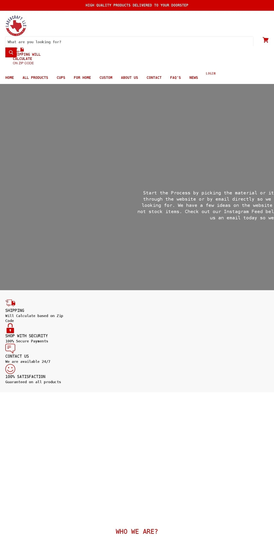 lasercrafttexas.com shopify website screenshot