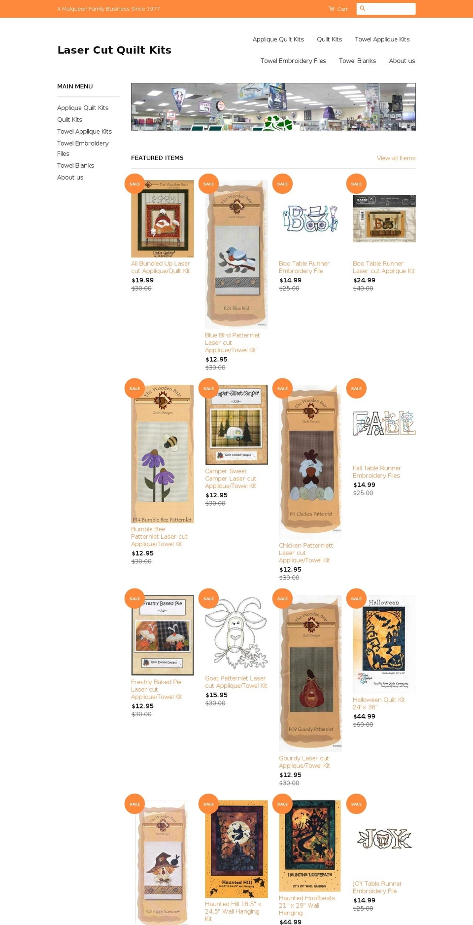 lasercutfabrickits.com — Shopify storefront screenshot