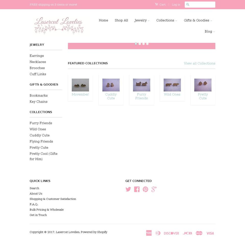 lasercutlovelies.com shopify website screenshot