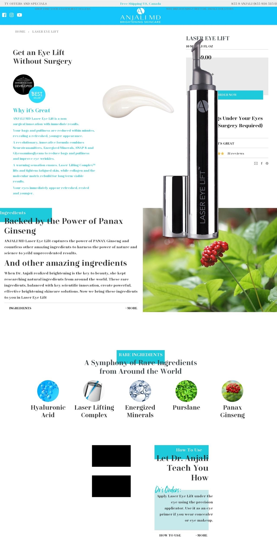 lasereyelift.org shopify website screenshot