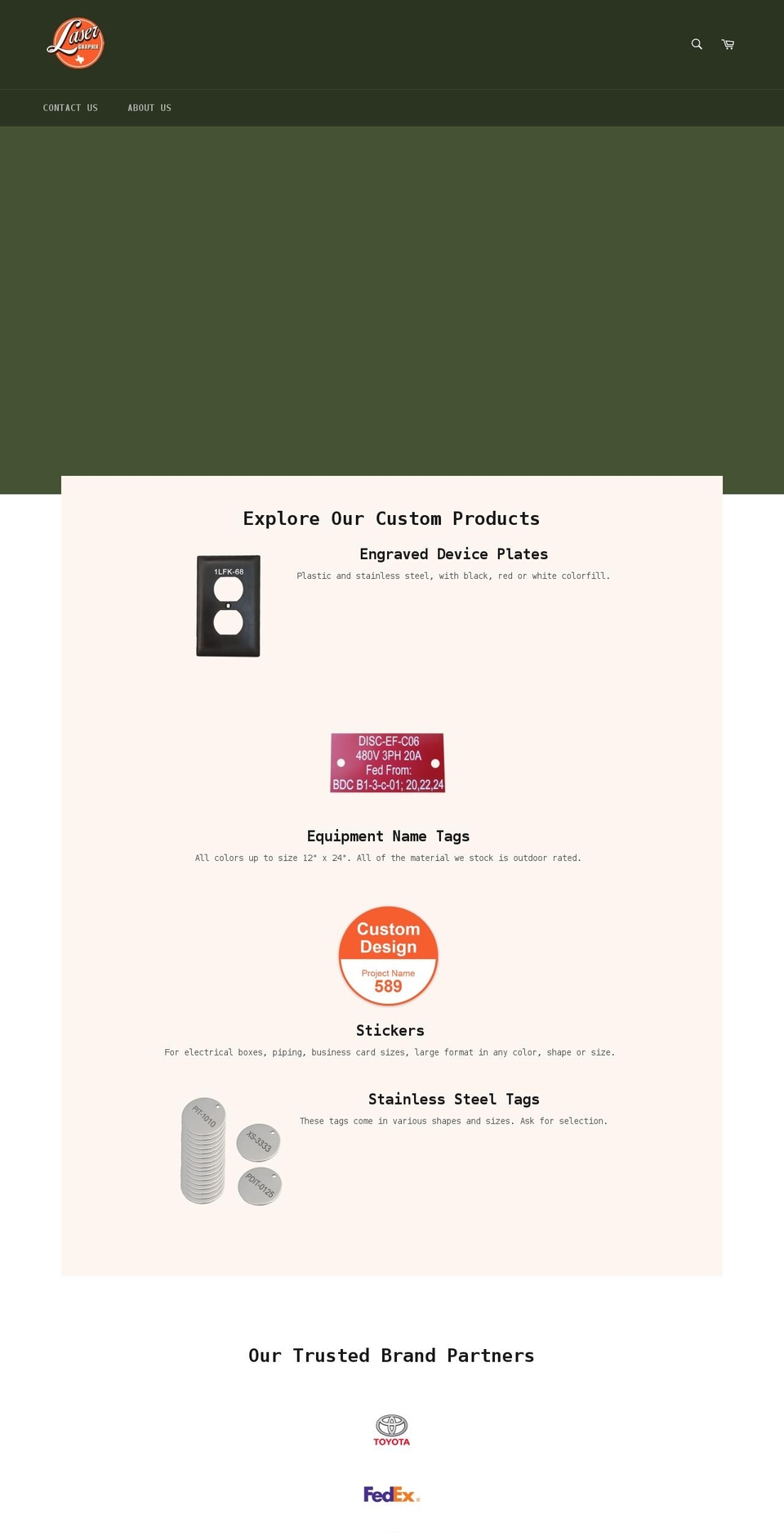 lasergraphixllc.com shopify website screenshot