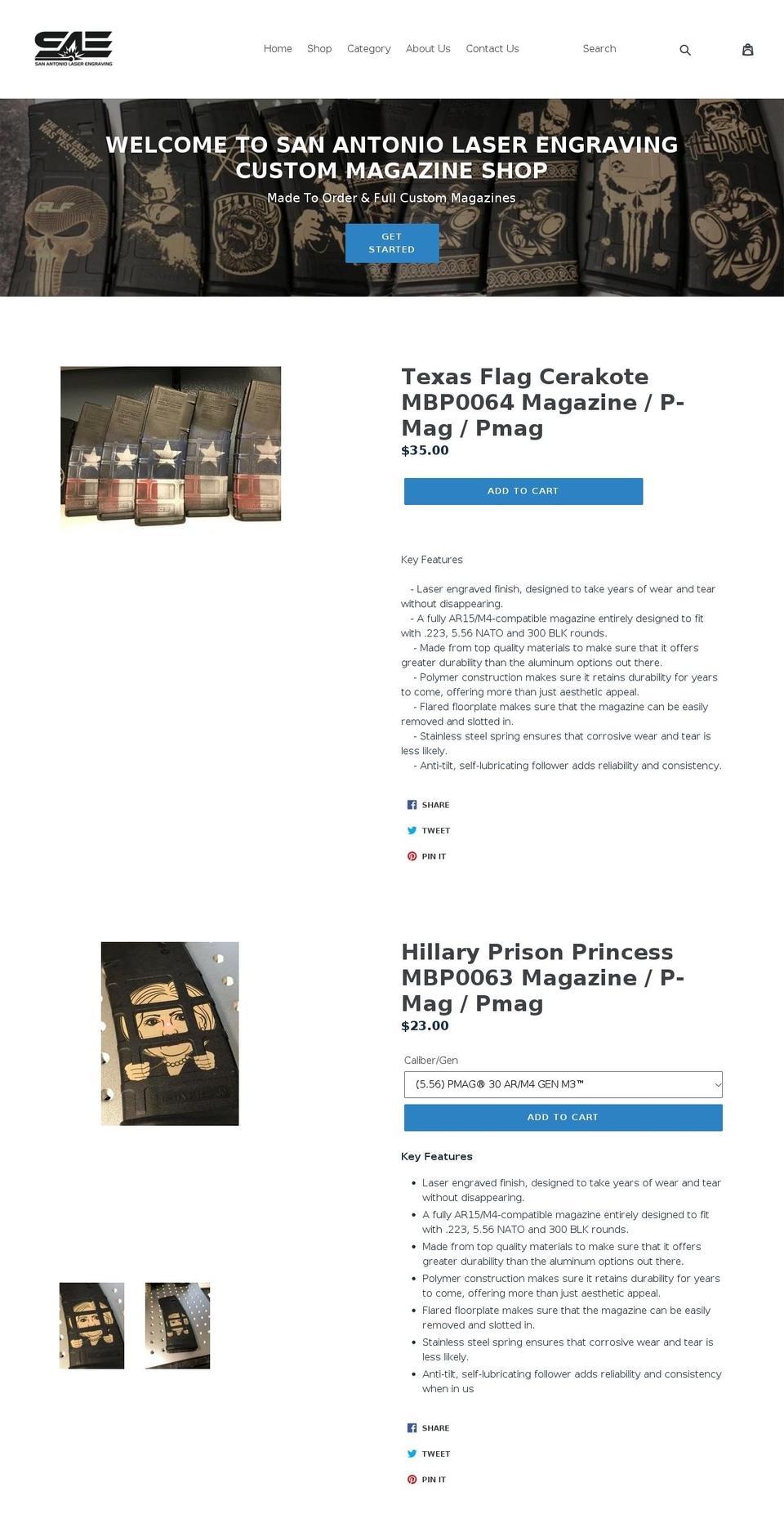 lasermags.com — Shopify storefront screenshot