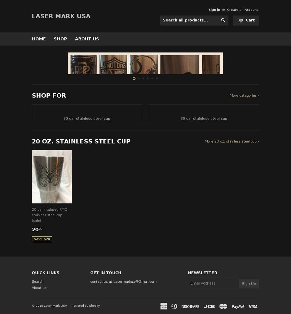 lasermarkusallc.com shopify website screenshot