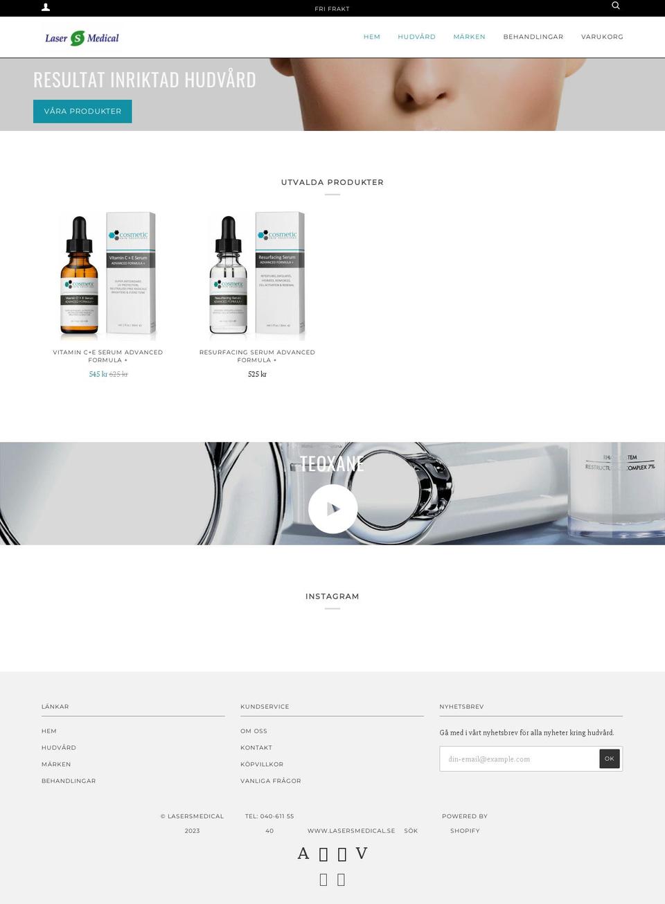 lasermedicalshop.se shopify website screenshot