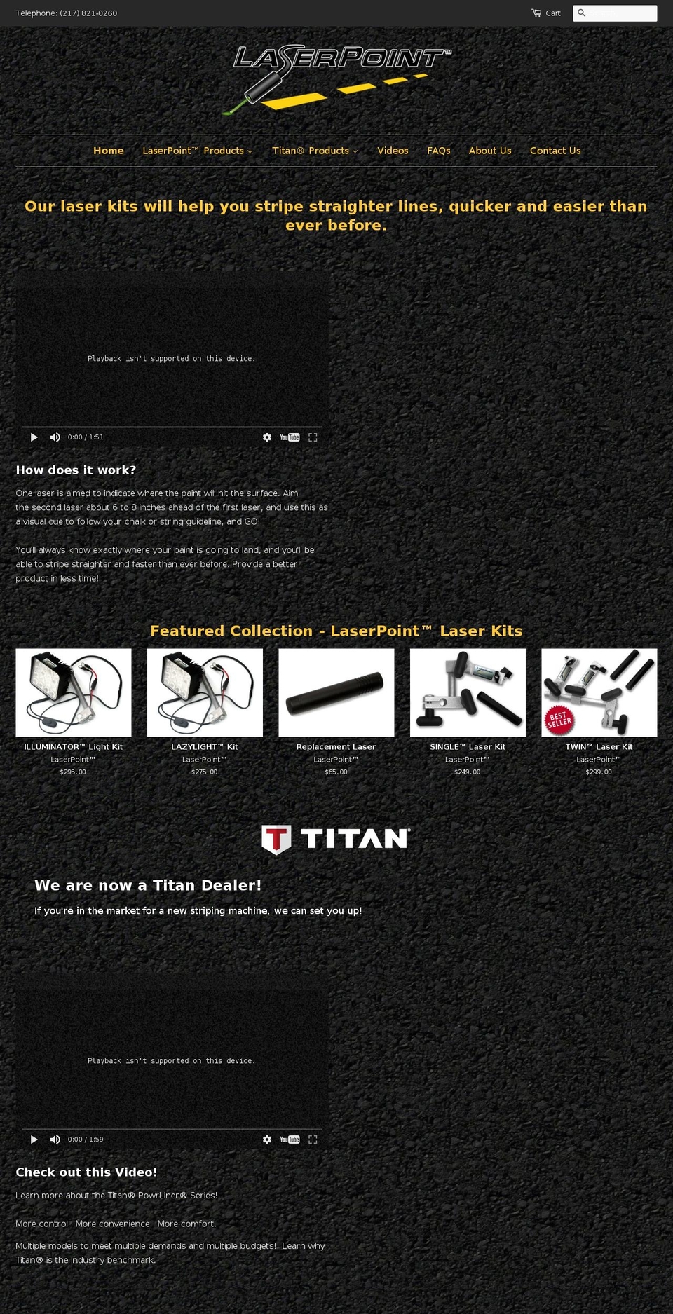 laserpointlasers.com shopify website screenshot