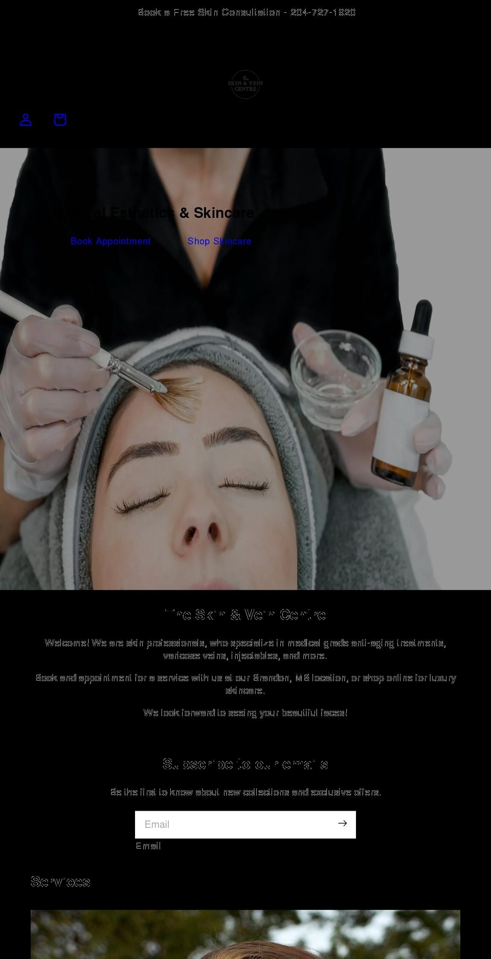 laserskinvein.com shopify website screenshot