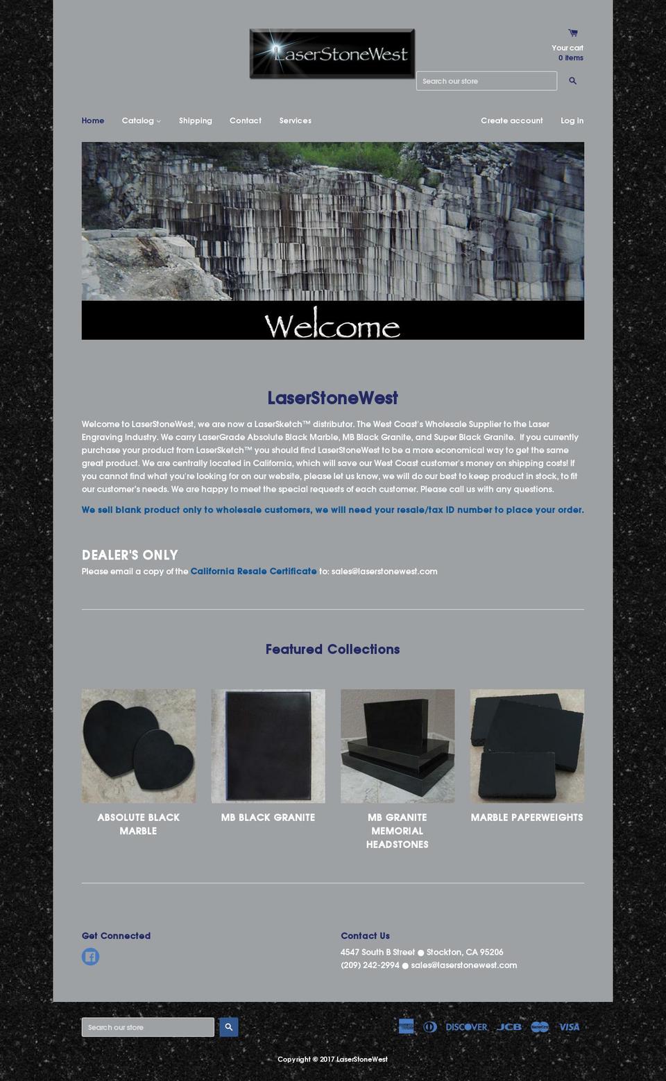 laserstonewest.com shopify website screenshot